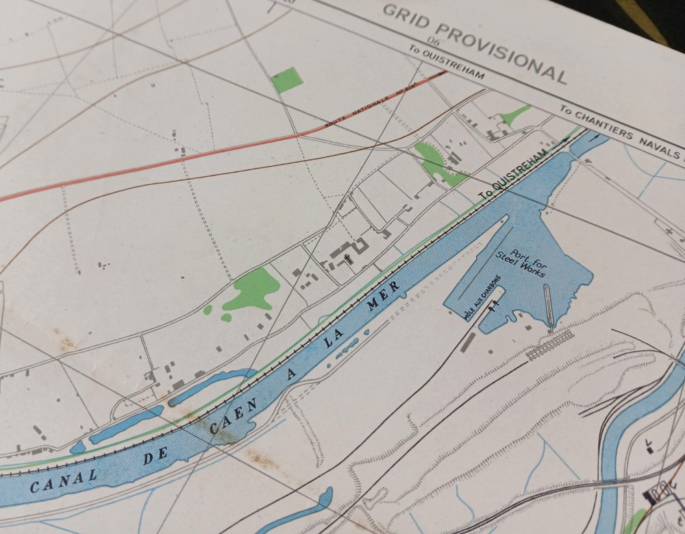 VERY RARE WW2 OPERATION OVERLORD INTELLIGENCE MAP entitled "CAEN" (NORMANDY)