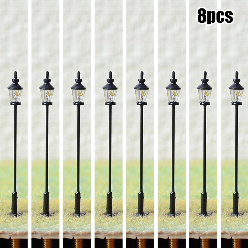 Railroad Light Model Kits With Wires 8pcs/Set Accessories Path Lamp Post