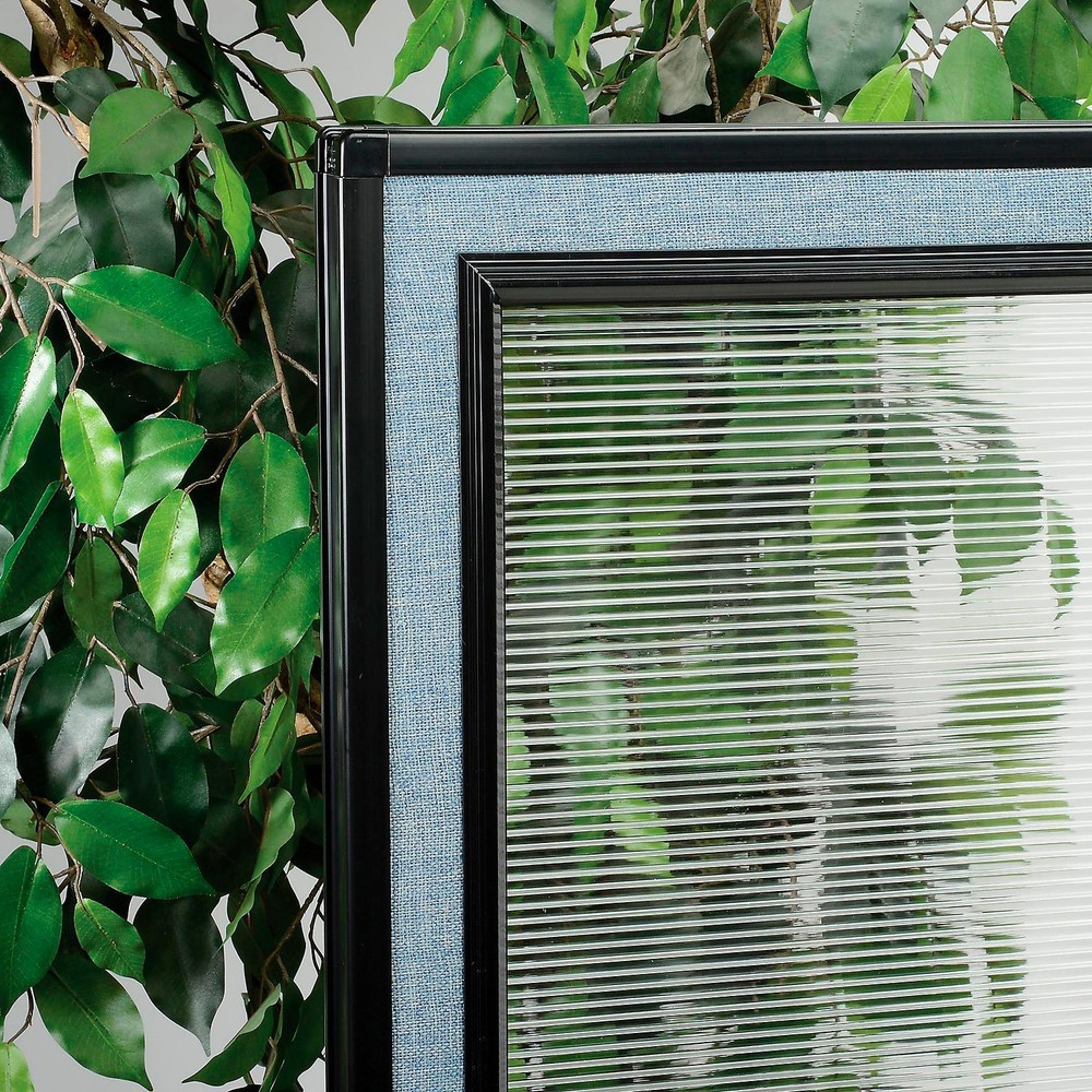 48-1/4"W x 60"H Office Partition Panel with Partial Window Blue