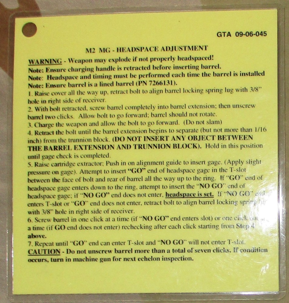 Browning BMG Gunsmith Maintenance Timing & Head Space Instructions #3