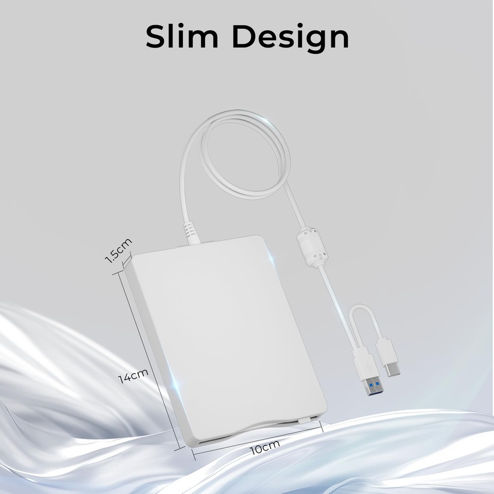 USB Floppy Drive, 3.5" External USB & Type-C Floppy Disc Reader, External Flo...