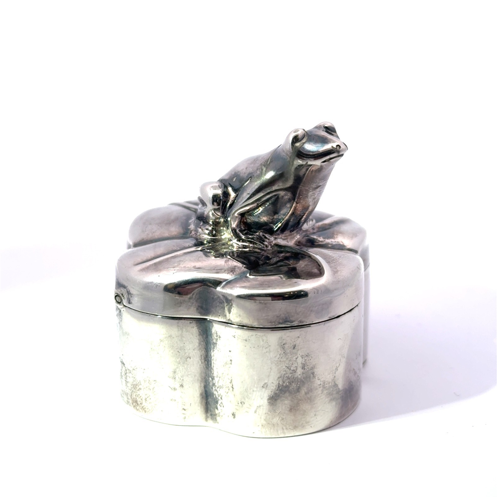 Tiffany & Co. Sterling Silver 925 Frog on Lily Pad Pill Box