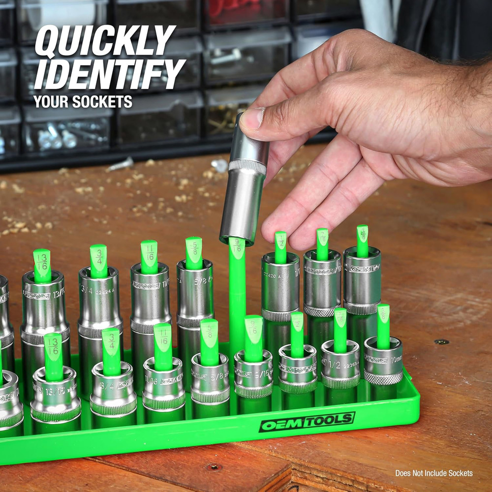 22204 Deep SAE Socket Organizer, Magnetic Socket Organizer with Secure Grip 1/4