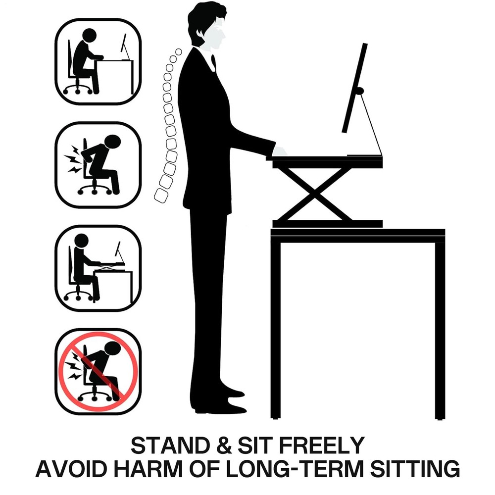37 Sit-Stand Desk Riser Adjustable Converter Rustic