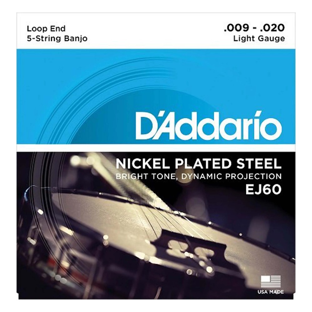 D'Addario EJ60 Nickel 5-String Banjo Strings, Light, 9-20