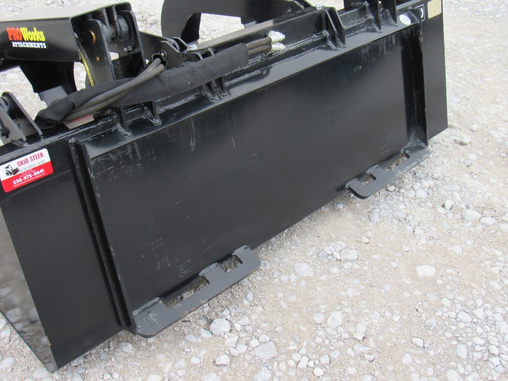 60" Solid Bottom Dual Cylinder Bucket Grapple Skid Steer Quick Attach Attachment
