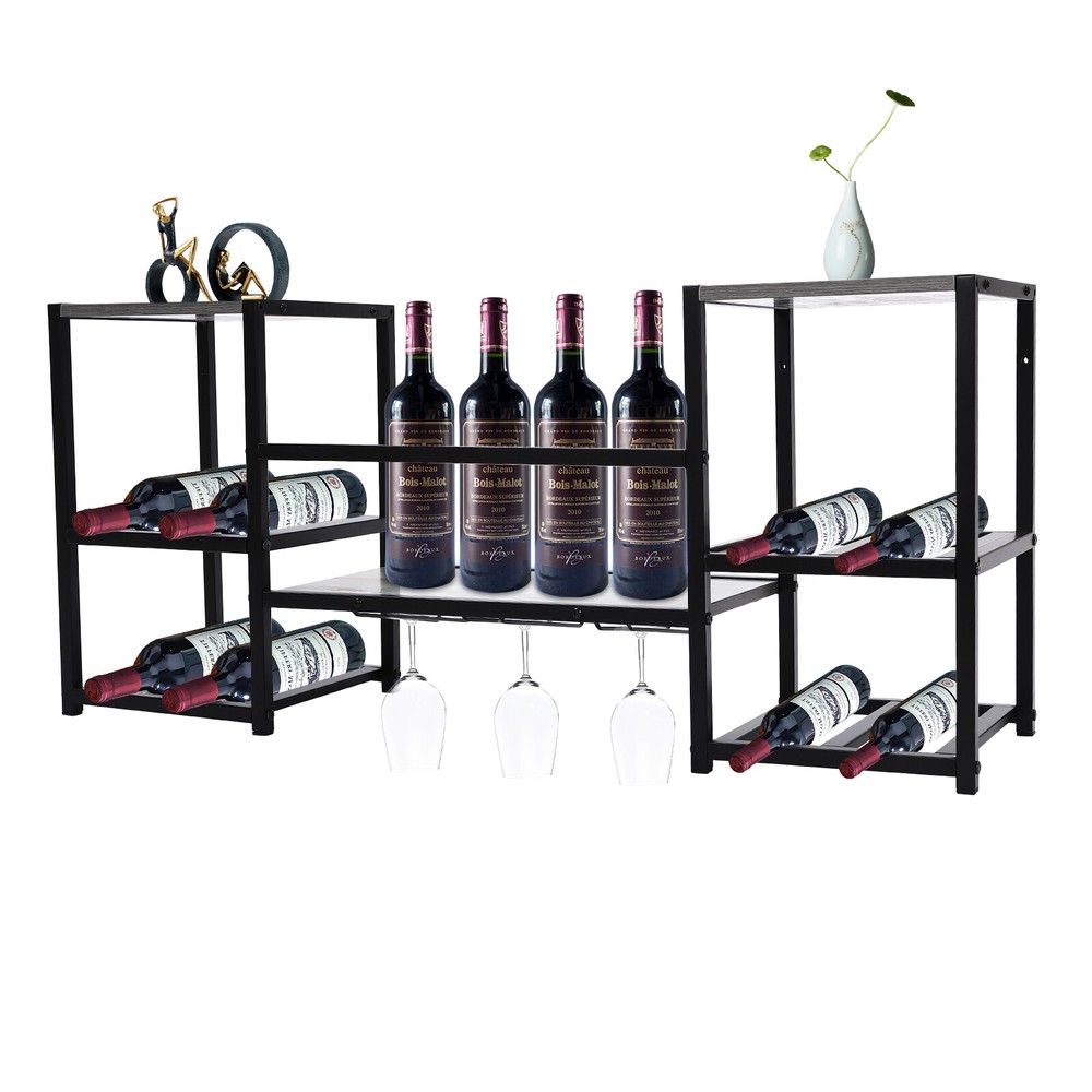 3-tiers Wine Rack Wall Mounted Wine Storage Display Rack 33-44 lbs Space Saving