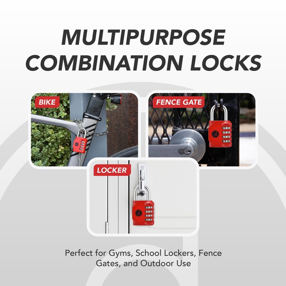 4 Digit Combination Locks 2 Pack - Weatherproof Padlock with Code - Combinati...