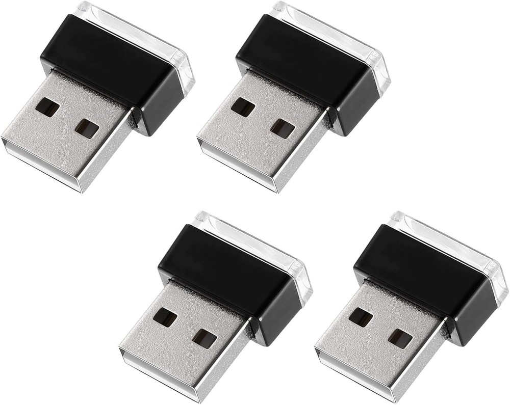 4 PCS USB LED Car Interior Atmosphere Lamp, Mini LED Plug-in USB Interface Trunk