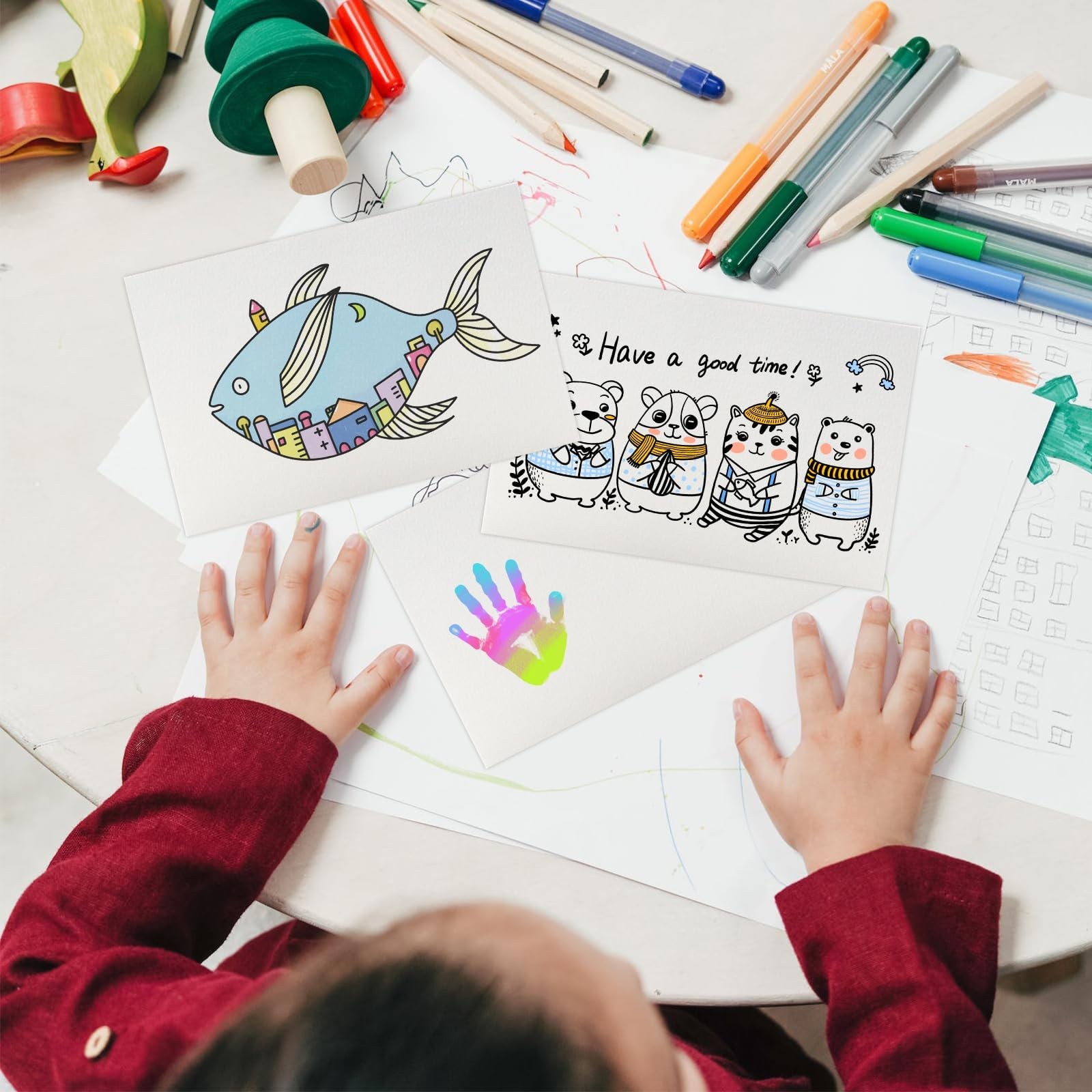 Fyess 120Pcs 100% Rag Cotton White Watercolor Paper Cold Press Bulk Drawing