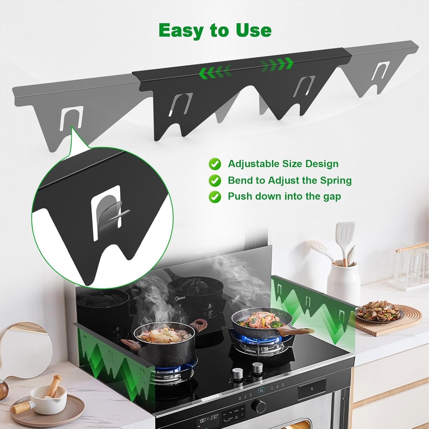 Stainless Steel Stove Gap Covers Adjustable Filler(2 Pack) Guard Range Trim Kit