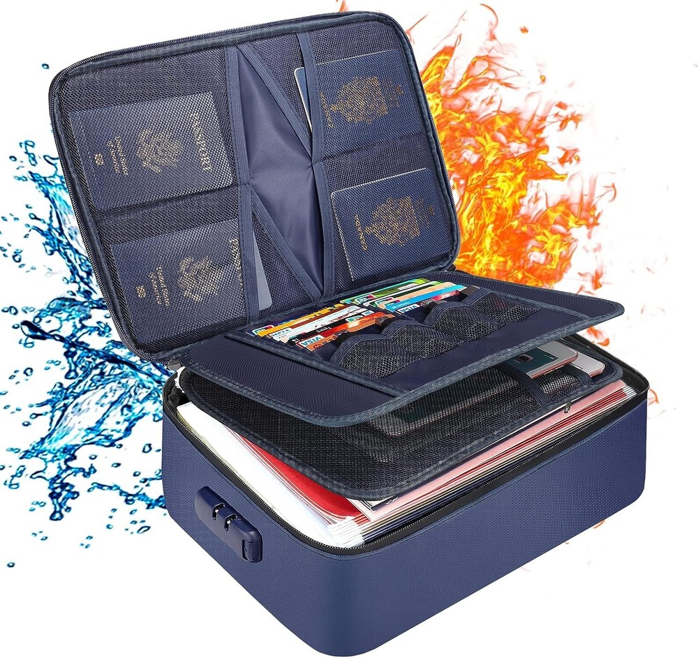 DocSafe Fireproof Document Organizer Bag with Lock ,Water-Resistant Zipper