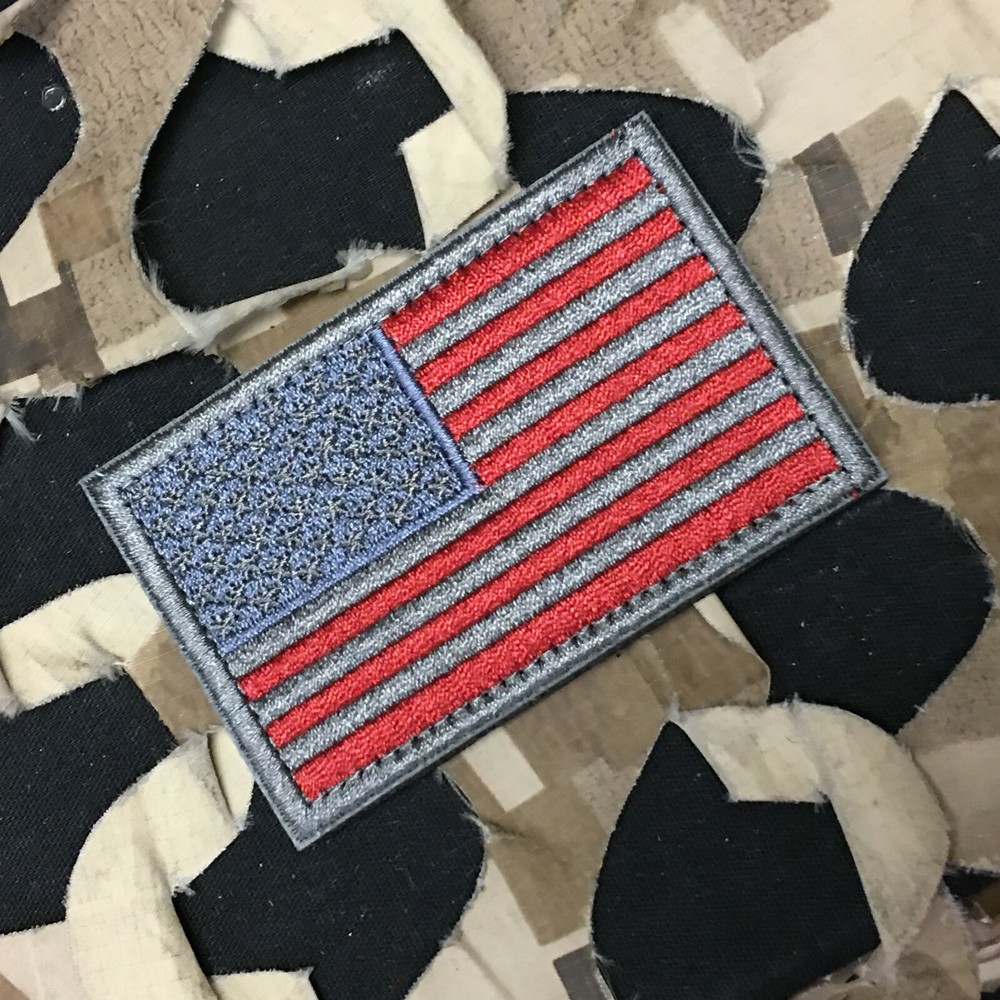 NEW Warrior Morale Patch - US Flag - Grey/Red