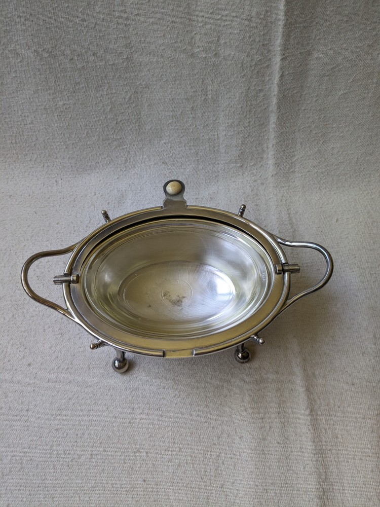 James Dixon Silverplate Small Rolltop Dome Serving Dish W/ Pyrex Insert