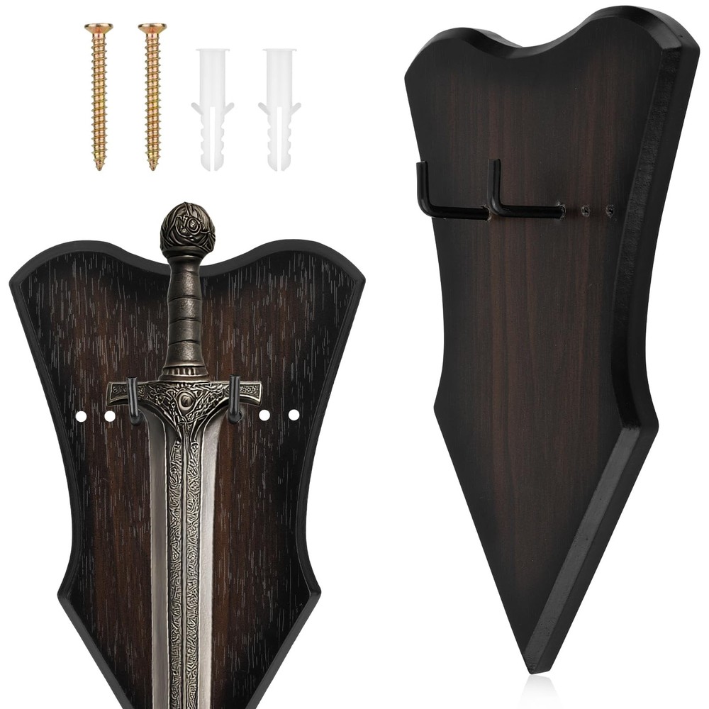 Sword Wall Mount Set, Thick Wood Adjustable Sword Stand Holder Wall Mount Han...