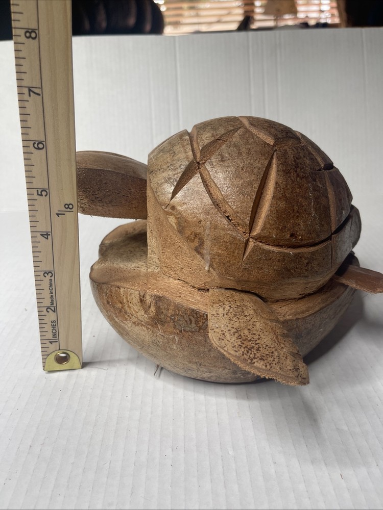 Hand Carved Coconut Turtle W/storage Hidden
