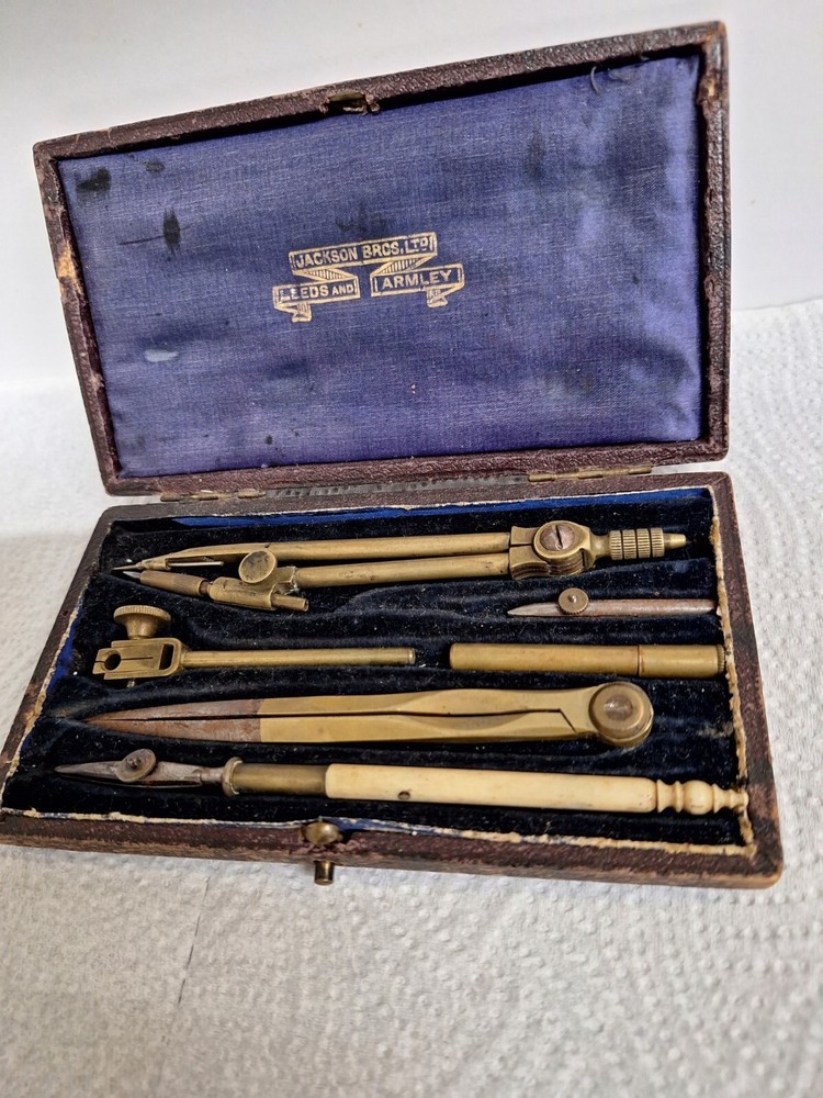 Jackson Bros Antique Geometry Set C1900 ( Brass).