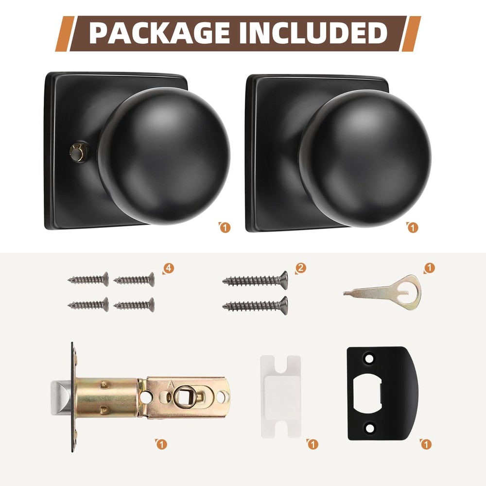 GOBEKOR 5 Pack Passage Door Knobs for Closet Door Knobs Interior Matte Black Squ