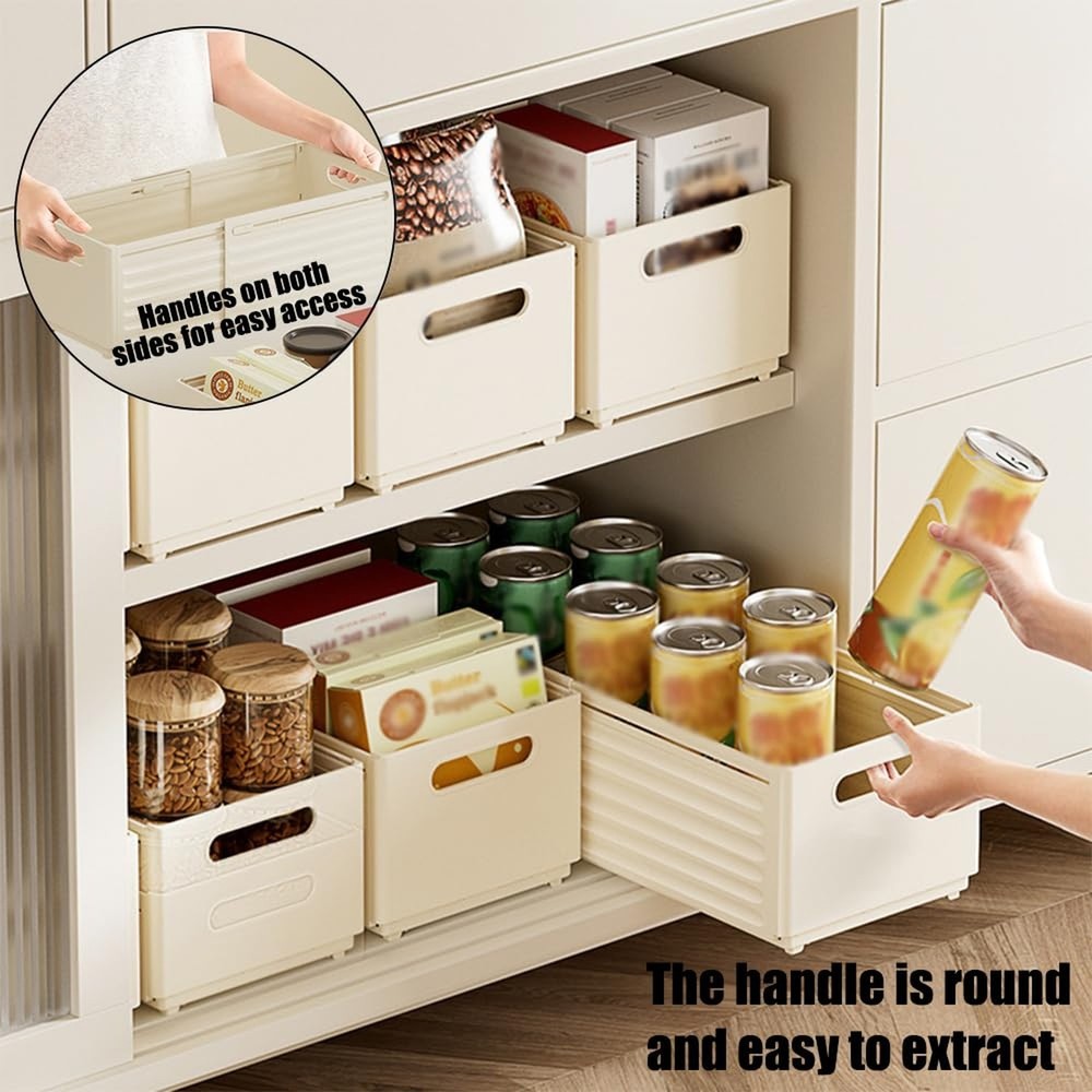 Foldable Storage Bins, 2 Pack Plastic Expandable Boxes for Organizing, Adjust...