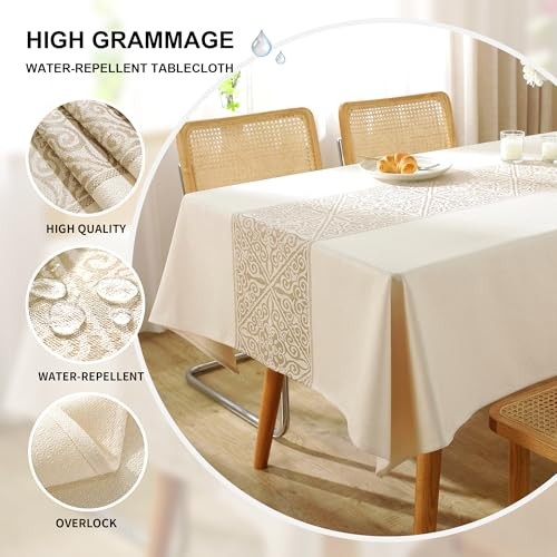 Linen Tablecloths for Rectangle Tables,About 102" x 55" (Rectangular) Beige Nel