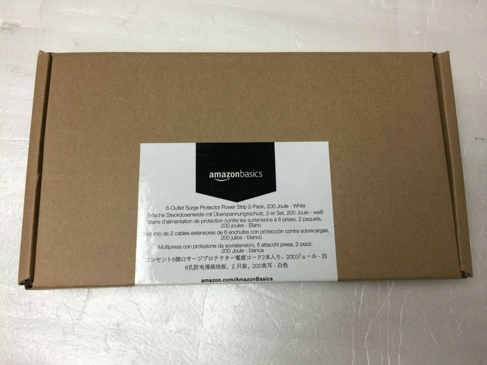 AmazonBasics 6-Outlet,Surge Protector Power Strip, 2 Pack, White