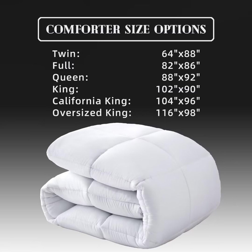 Luxury Oversized King Comforter | Breathable White Down Alternative 116x98