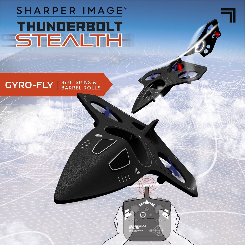 Sharper Image® Thunderbolt Stealth Drone, USB-C Rechargeable, Flight Assist