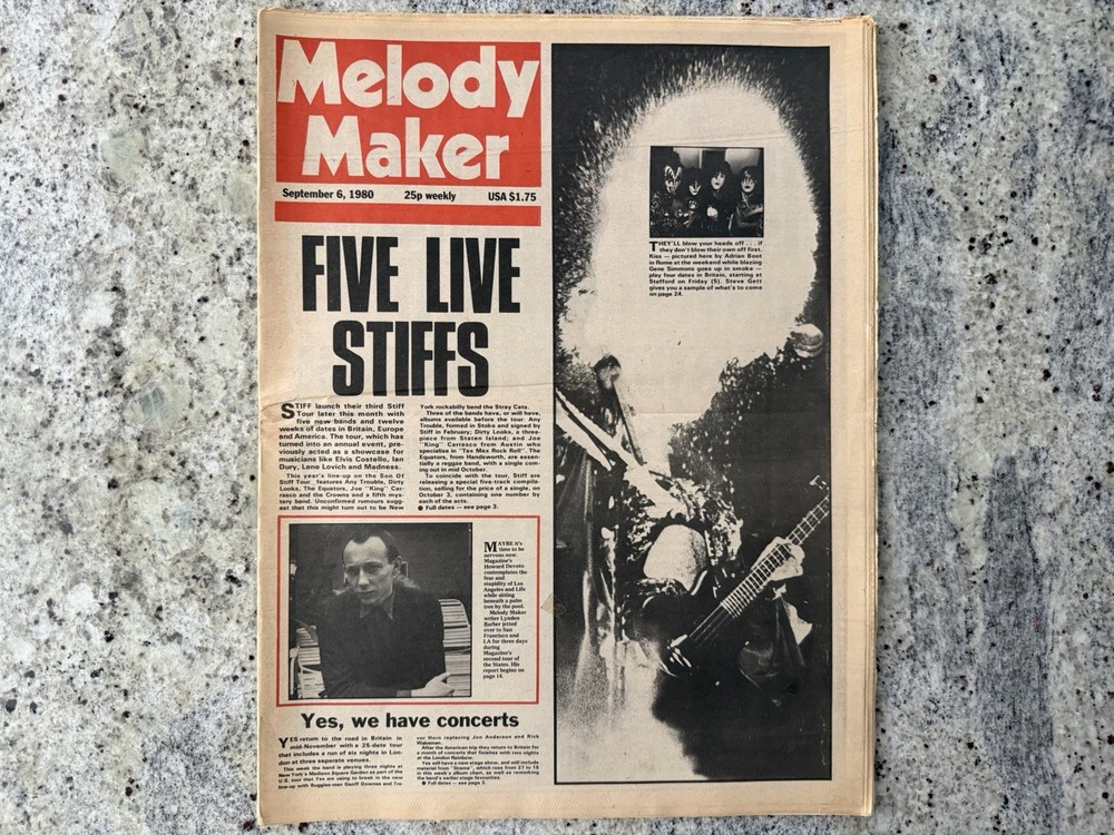 KISS 1980 MELODY MAKER UK NEWSPAPER GENE PAUL ACE PETER AUCOIN VINTAGE MEGA RARE