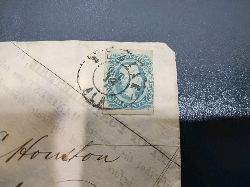 us csa jefferson davis 10 -cent stamp envelope is old newspaper1863