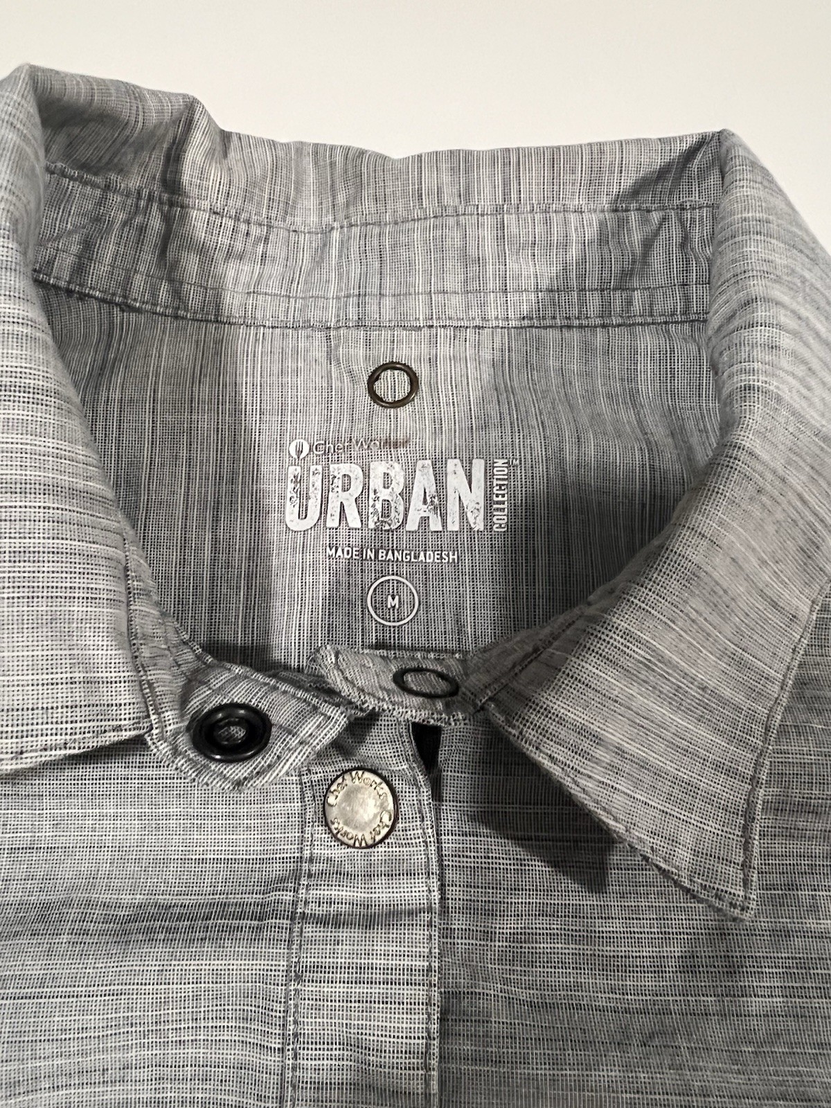 Chef Works Men's Short Sleeve Shirt Urban Collection Size M Gray Snaps