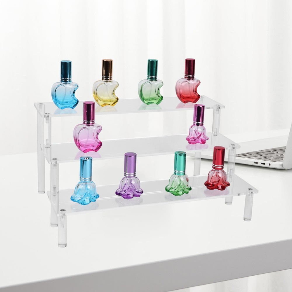 losensild Acrylic Riser,Clear Display Risers 3 Tier ,Large Shelf Clear