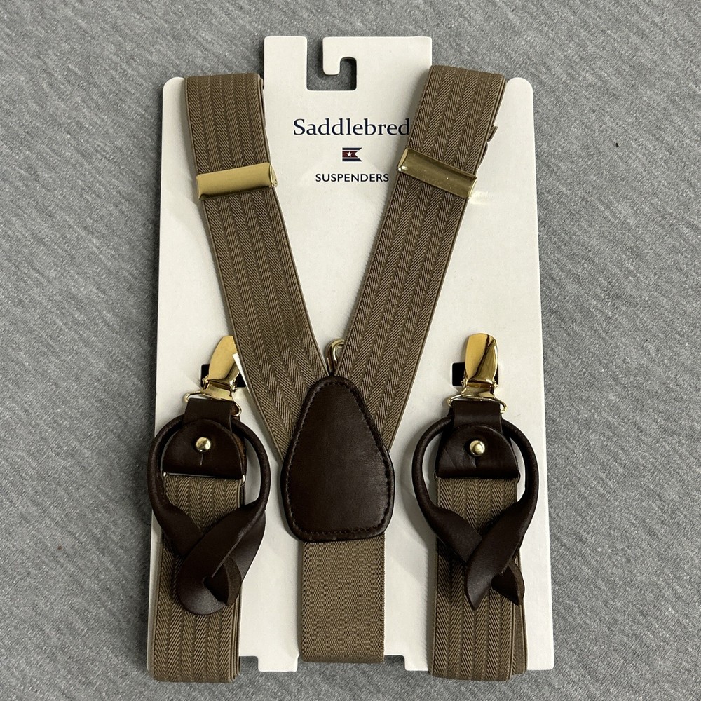 Saddlebred Suspenders Men's One Size Clip Closure Solid Beige