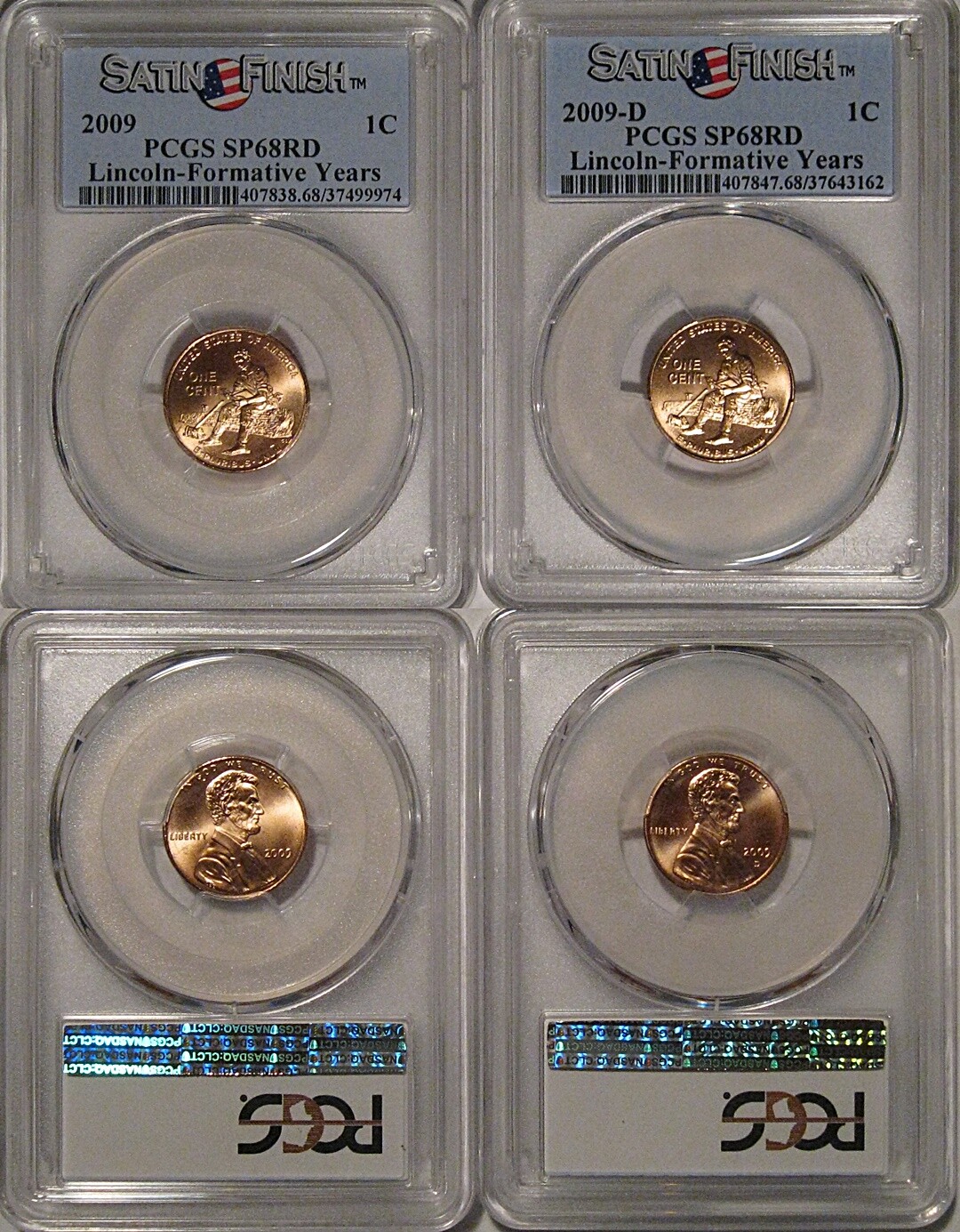 2009 P & D Lincoln Formative Years 1c Cent 2 Coin Set PCGS SP68RD Satin Finish