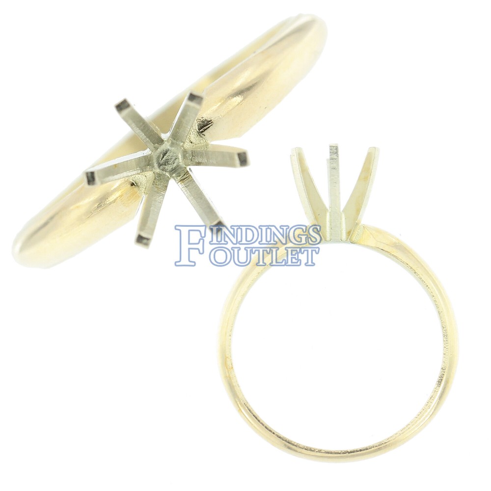 14K Yellow Gold Round Engagement Solitaire Ring 6 Prong Mounting Solid Setting