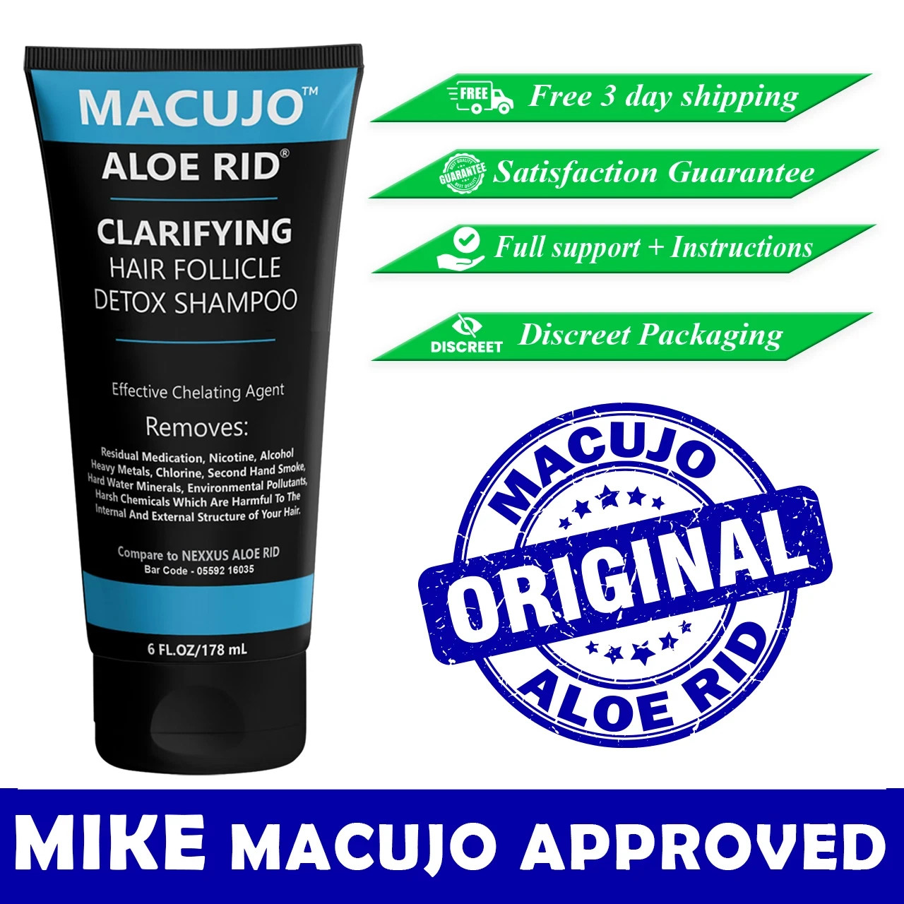 Macujo Aloe Rid Old Formula Shampoo 6oz – Deep Cleansing Clarifying Detox