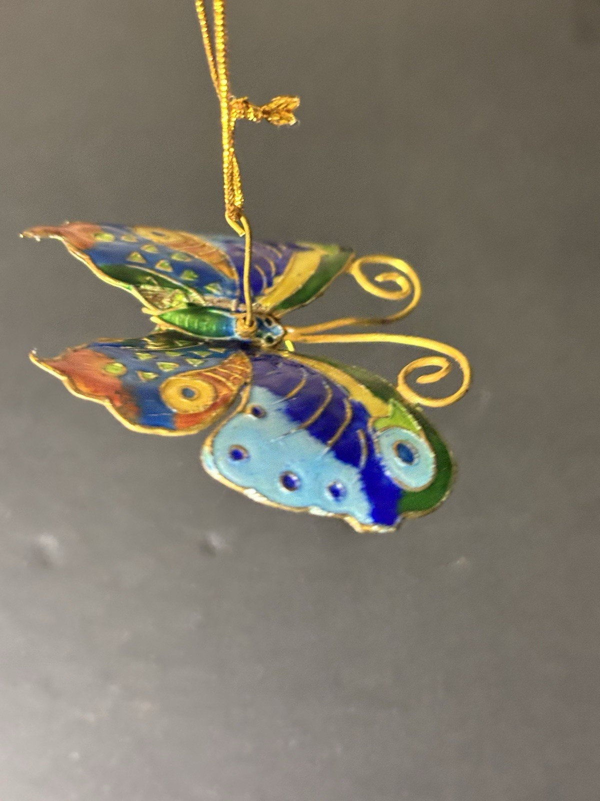 Vintage Cloisonné Enamel Metal Butterfly Ornament Decor