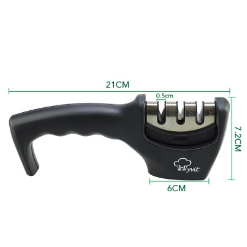 Myvit Knife Sharpener 3 Step Ceramic Black New Kitchen