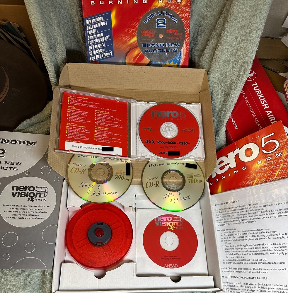 Nero 5 Burning ROM CD/DVD Burning Software Version 5.5 plus extra's Used