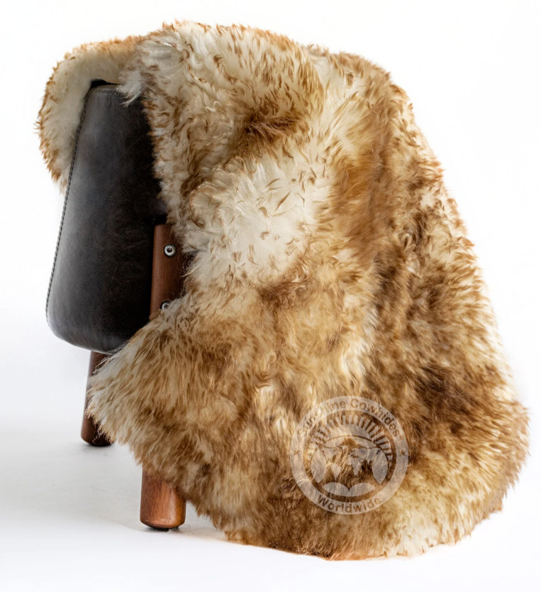 Real Sheepskin Rug Brown Tipped - Size 2 x 3' Lambskin