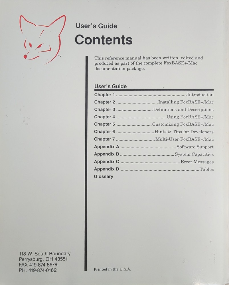 FoxBASE+/Mac User’s Guide – Fox Software