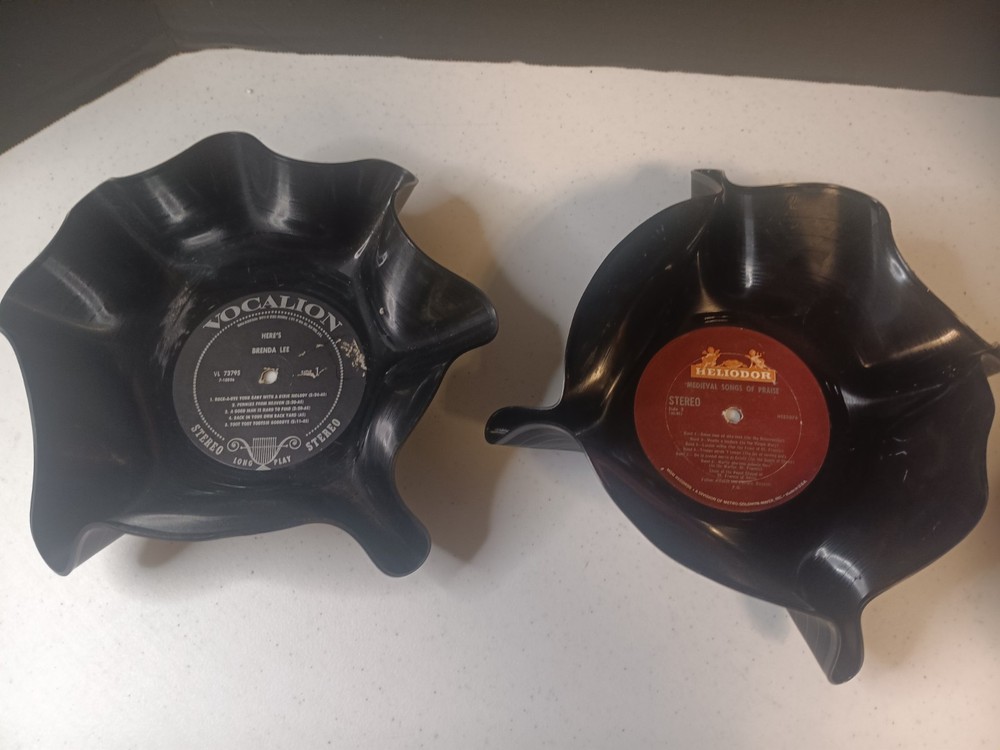 2 vinyl record bowls