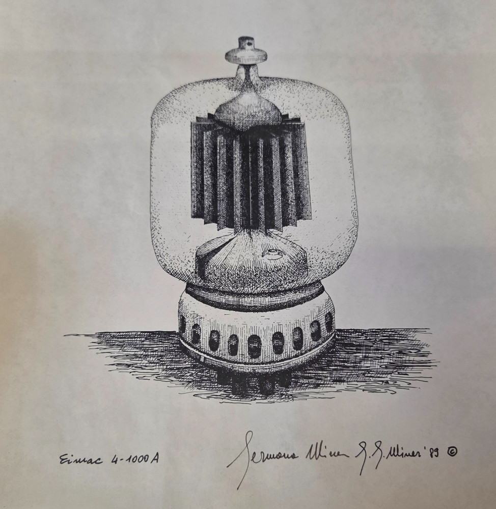 EIMAC 4-1000A TRANSMITTER RADIO TUBE SKETCH DRAWING 11 X 14