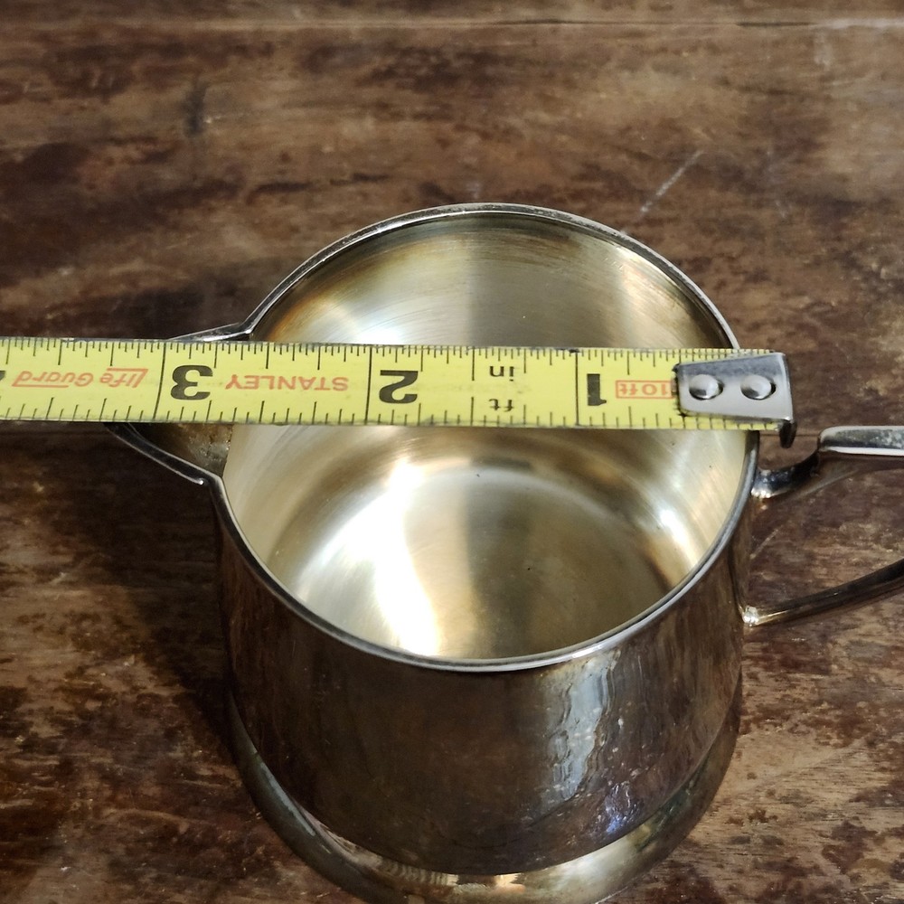 Vintage Silverplate Unbranded Short Squatty Pitcher Creamer 3"