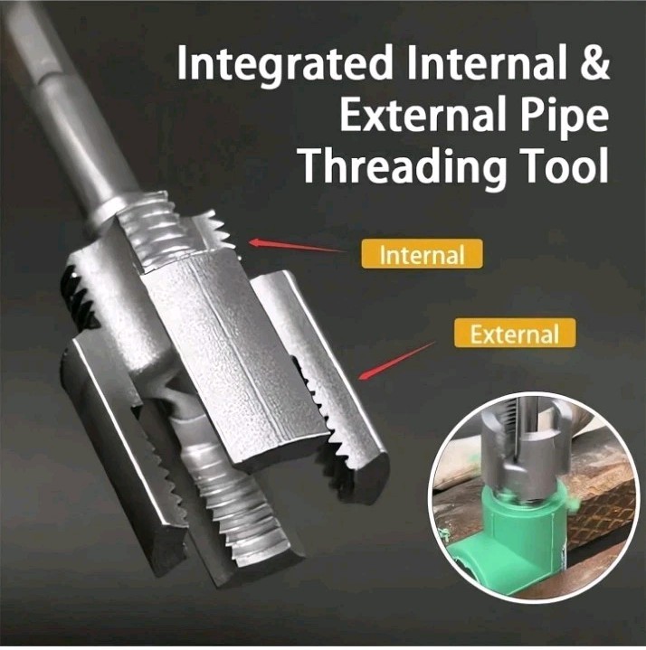 Manual Pipe Threader BSPT 1/2" & 3/4" Integrated Internal & External Tool