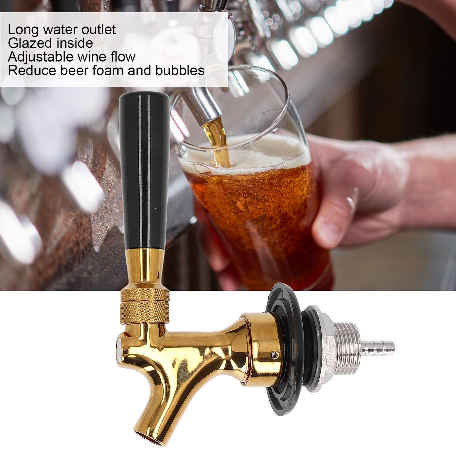 Kegerator Commercial Draft Beer Faucet for Keg with Beer Tap Handle & Tap Plug