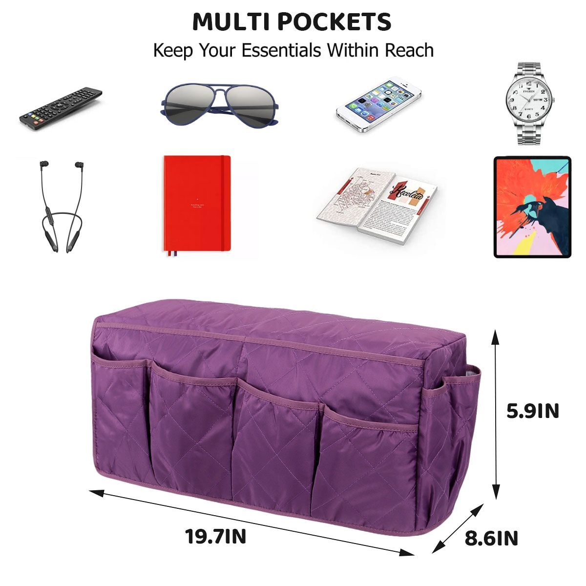 Armrest Organizer TV Remote Holder 14 Pocket Caddy for Couch Sofa Recliner Chair