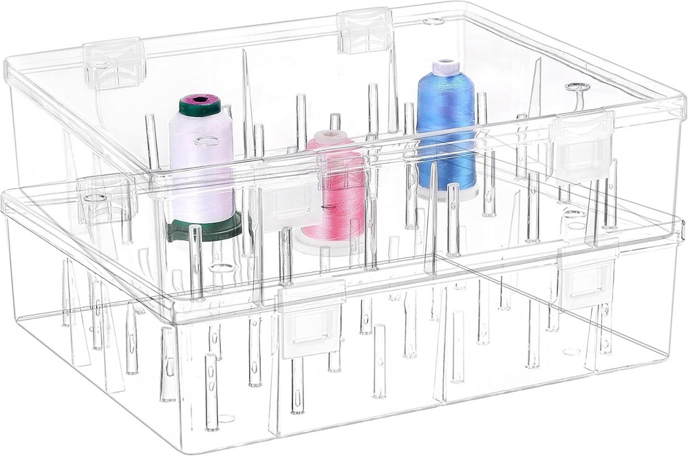 Superb Visibility Stackable Thread Storage Boxes - 2 Pack for Embroidery