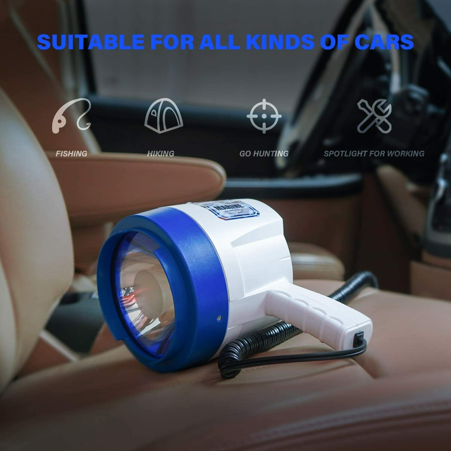 GOODSMANN Marine Spotlight Corded Handheld Corded Spot Lights for Boats 12 Volt