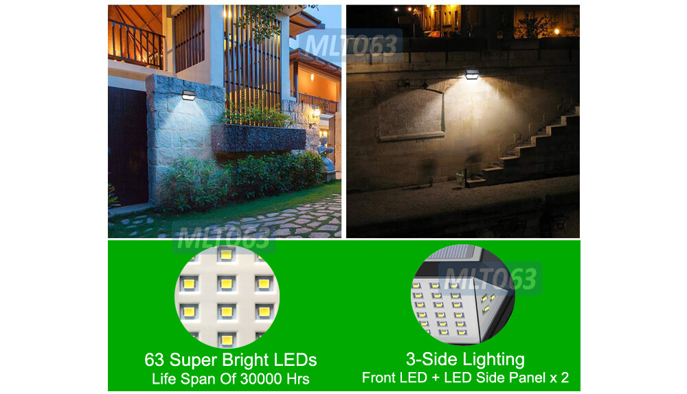 2 Pack Super Bright Outdoor LED Lamps Motion Sensor Solar Panel Weather-Proof