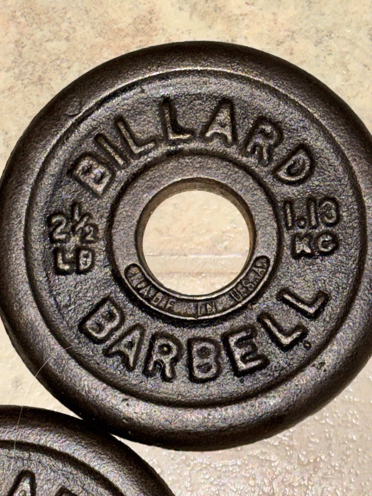 Vintage BILLARD Barbell (3) 2.5lbs Weight Plates Made In USA Rare HTF 7.5lbs